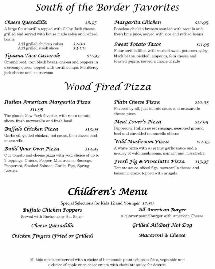 Page 4 of menu, Ken's American Cafe Oneonta, NY