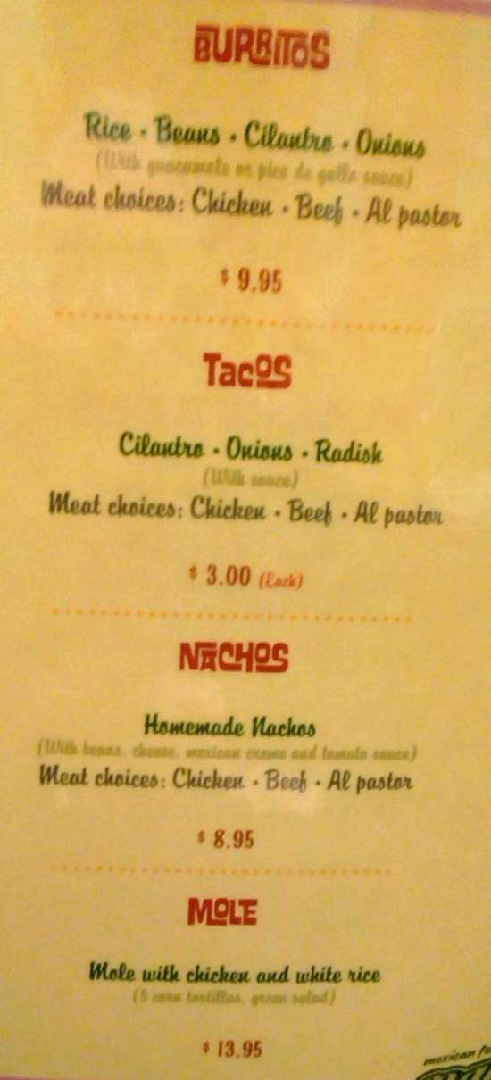 Page 4 of menu, Nachos in Oneonta, NY